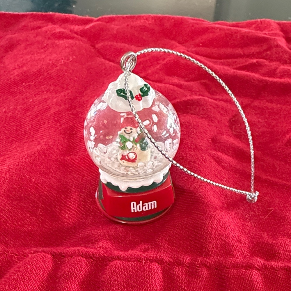 Adam Snowman Snowglobe Holiday Ornament